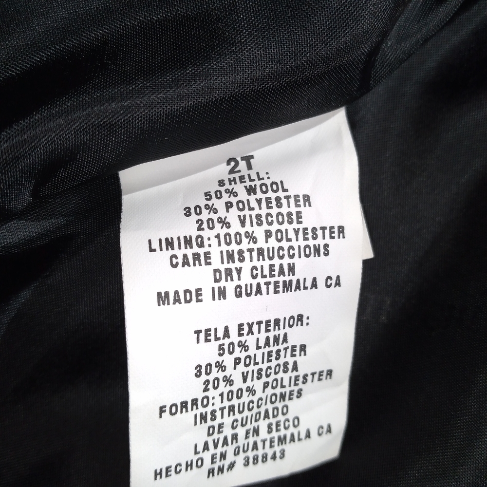 Black wool peacoat 2t - Picture 7 of 8